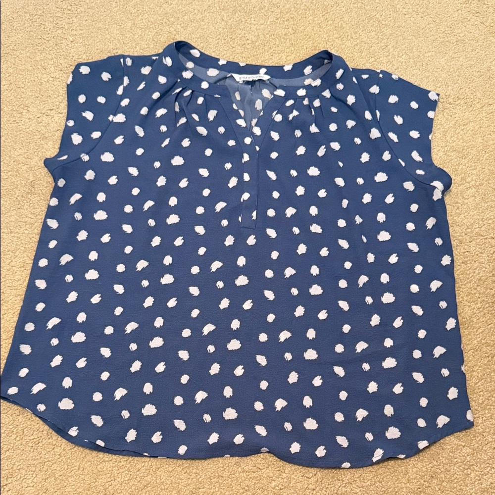 41 Hawthorn Navy and White Dot Blouse